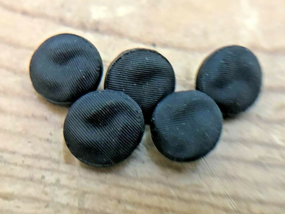 Vintage Antique Set Lot 5 Tiny Small Black Glass Shank Buttons Victorian 1cm